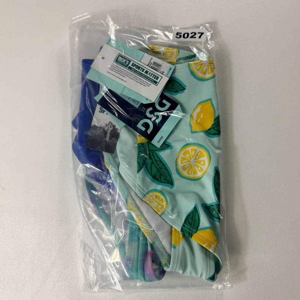 LOT of 2 DSG Girls High Waist Swim Bottoms Size XS 4-6 Lemon Tie Dye UPF 50+ NWT